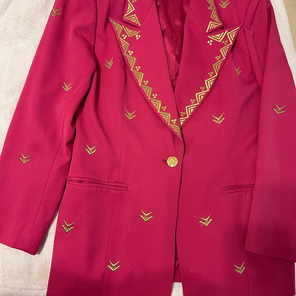 Pink Blazer with Gold Embroidery